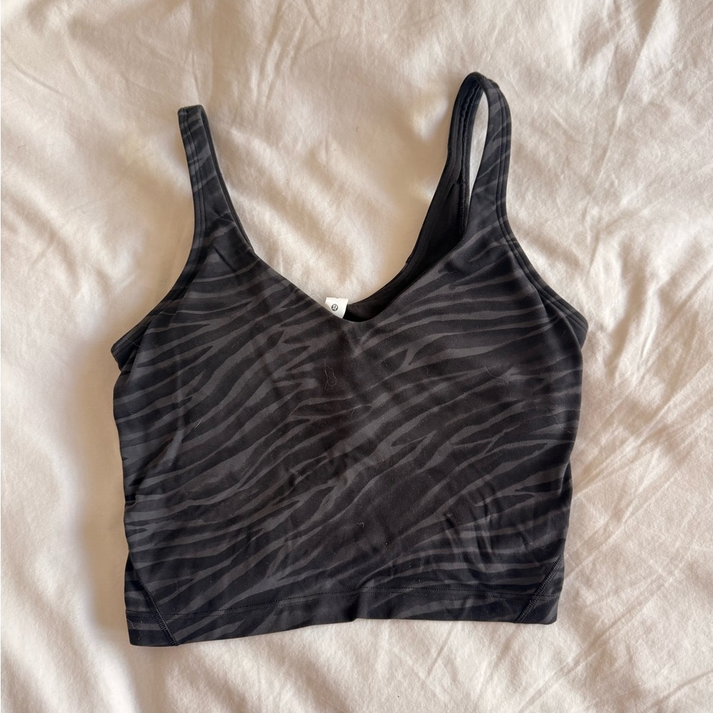 lululemon athletica Black Zebra Print top with built in bra